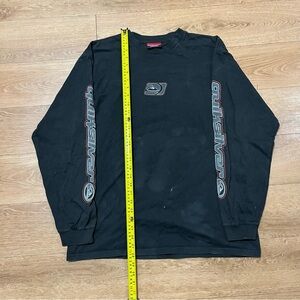 Vinatge 2000s Y2K Quiksilver Men's Black Graphic Long Sleeve Tee